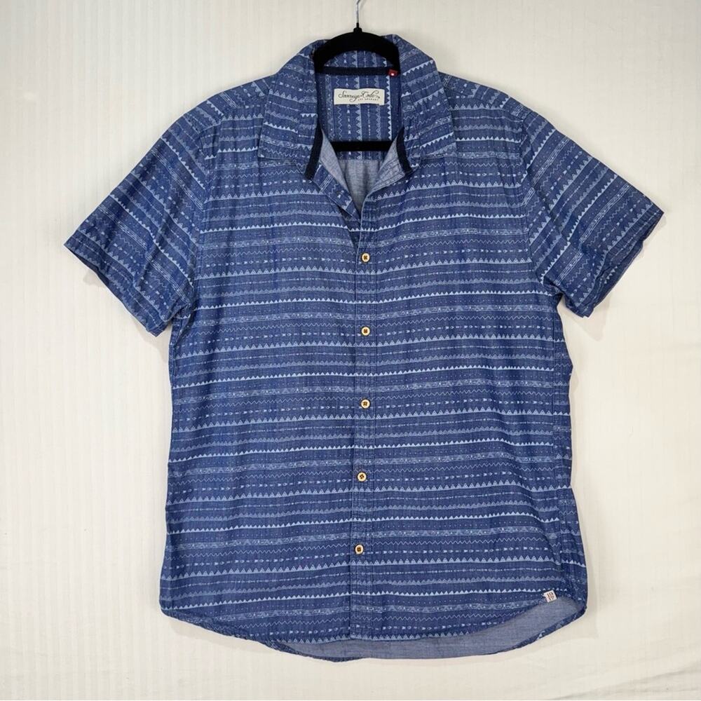Sovereign Code Los Angeles Blue Aztec Tribal Print Button-Up Shirt Men's Large